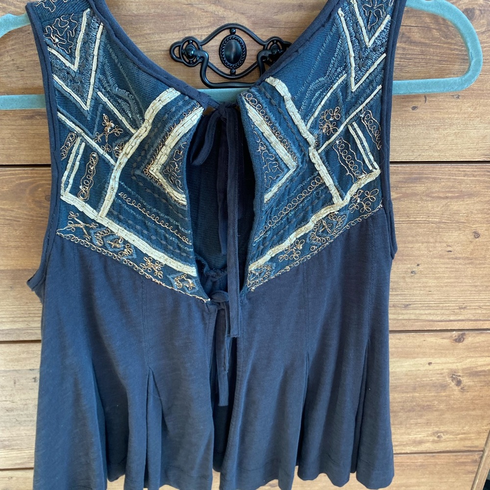 Free People Embellished tank with tie back